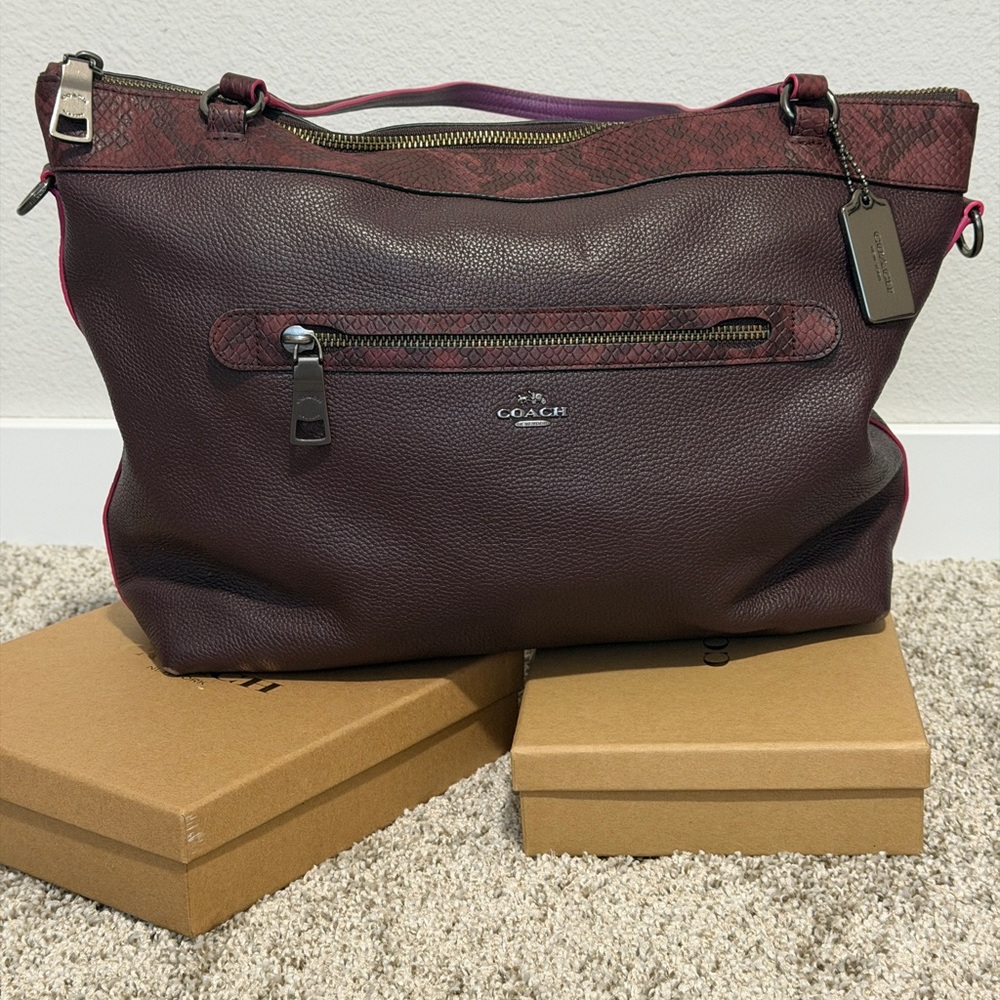 Coach Dark Burgundy Leather Shoulder Bag